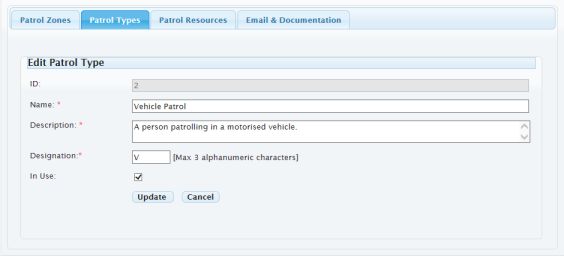 editing a patrol type